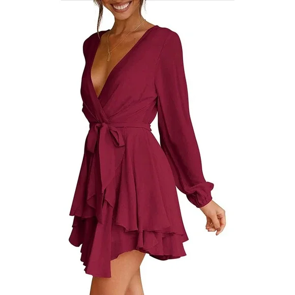 Deep V-Neck Mini Dress- Size 2X - Picture 4 of 6